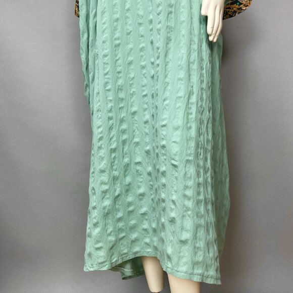 Kaftan Dress Light Green Handmade Kuwait Women Maxi Textured Fabric Pattern Trim - Picture 3 of 15